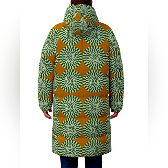 Long Puffer Bubble Coat w/ Pattern Print Detail - Picture 2 of 4